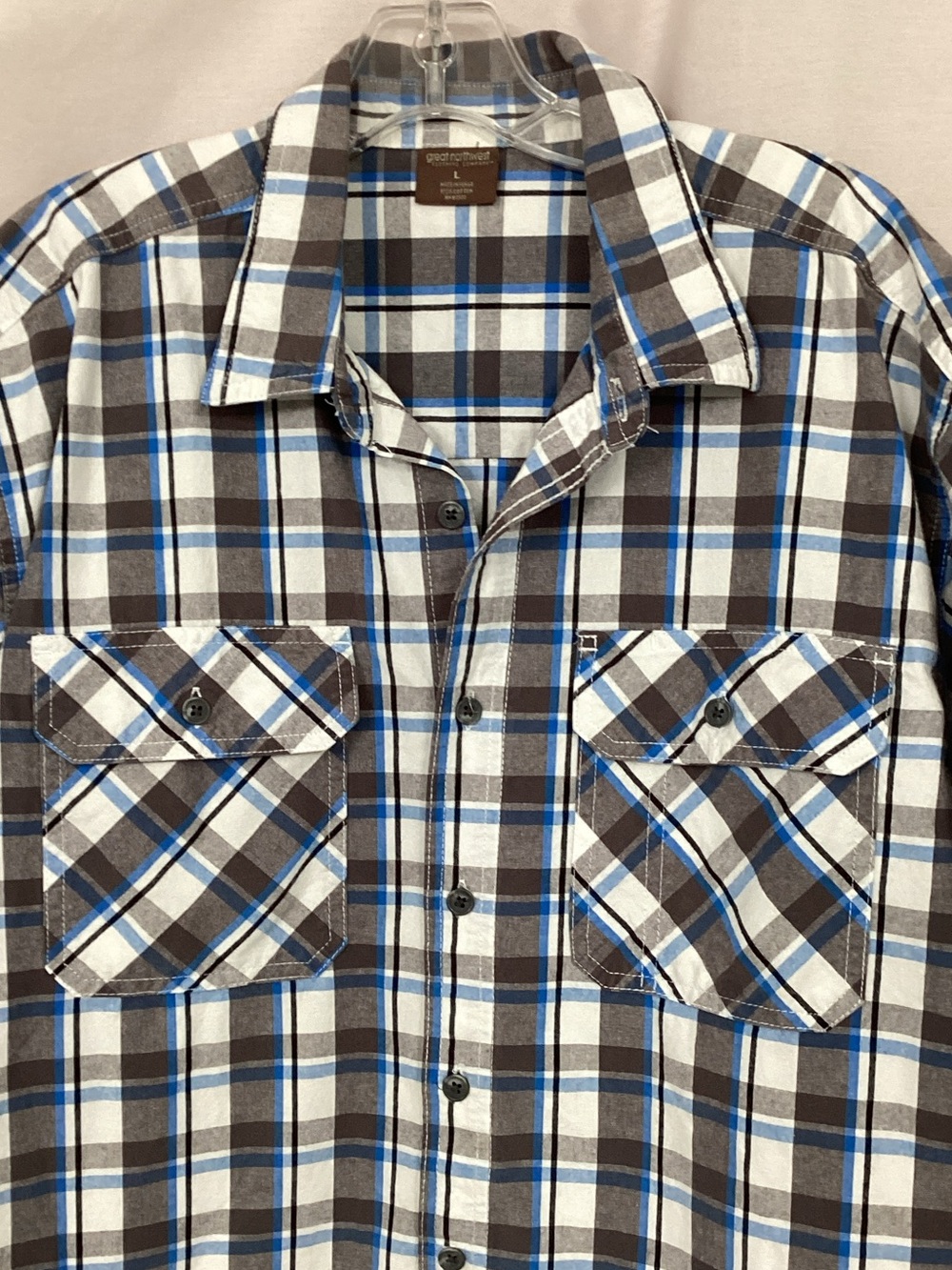 Goodfellow & Co Short-Sleeve Plaid Button-Down Shirt - Blue & Gray - Picture 2 of 4